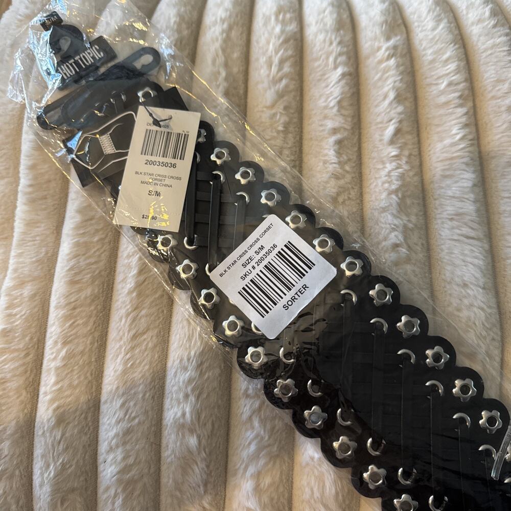 Hot Topic V Lace Criss Cross Corset Belt S/m NEW with Tags Black Pleather Goth